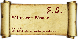 Pfisterer Sándor névjegykártya